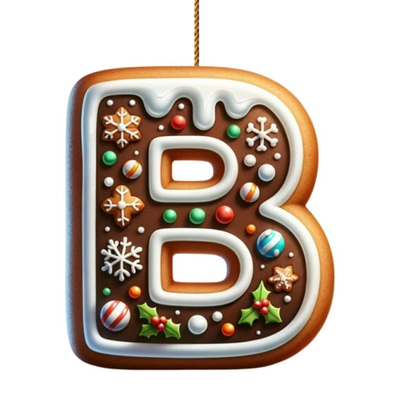 Leodye 1pcs 26 Gingerbread Alphabet Ornaments, A to Z Christmas Letters for Tree Decoration, DIY Craft Xmas Hanging Decorative Letters