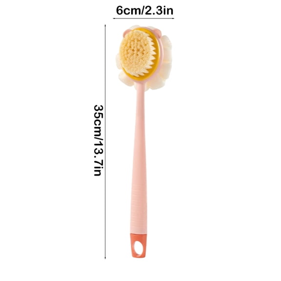 Leodye 1pcs Back Scrubber Anti Slip for Shower,Shower Brush Long Handle with Stiff and Soft Bristles,Body Exfoliator for Bath or Dry Brush-13.78x2.56x2.36in.