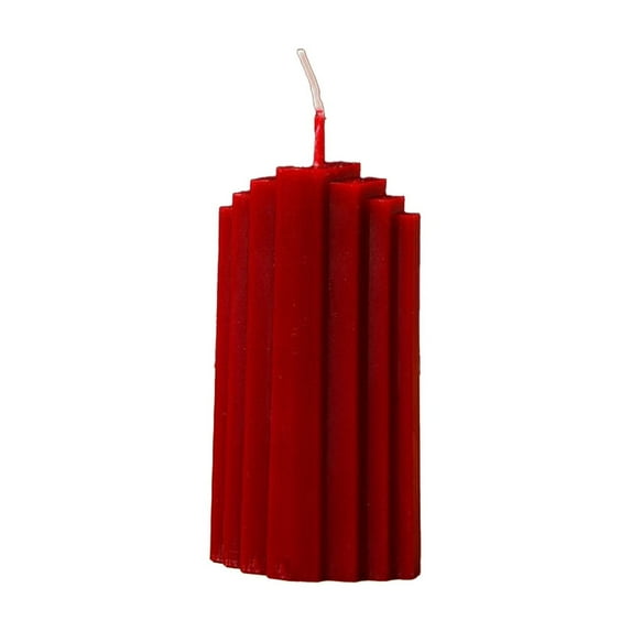 Leodye 1pcs Christmas Vintage Red Scented Candles Column Cones Soy Wax Christmas Souvenirs Holiday Table Window Fireplace Decorations-3.94x1.97in