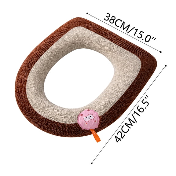 Leodye 1pcs Fall/Winter Plush Lamb-Handled Toilet Seat Cover - Colored Design