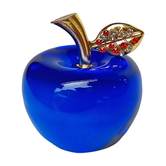 Leodye 1pcs Hand Blown Glass Apple Figurine Crystal Fruits Collectibles Apples Art Ornament Decoration for Home office Kitchen Gift-2.36x1.96x1.96 in
