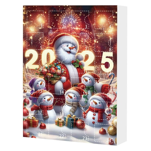 Leodye 1pcs Snowman Advent Calendar 2025 Christmas Countdown Calendars 24 Days of Surprises with 29Pcs Acrylic Snowman Ornament Funny Gifts for Adults Boys Girls