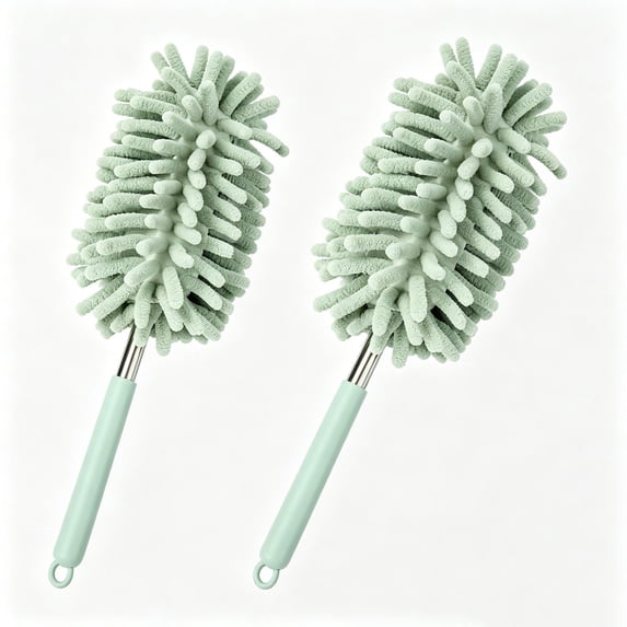 Leodye 2 PCS Microfiber Car Duster Brush Soft Lint Free Long Handle Interior Dust Removal Tool for Automobile Daily Cleaning Maintenance -13.2IN