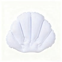 Leodye 2 Pieces Inflatable Bath Pillow with Suction Cups, Terry Cloth Covered Shell Shape Bathtub Spa Pillow Comfortable Soft Cushion, Neck Support-15.75*11.81in