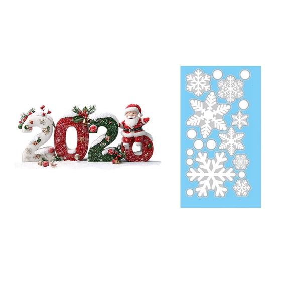 Leodye 2026 Christmas Window Clings,1sheet New Years Eve Window Decorations,Light Blue Snowflake Ice DIY Double-Sided Window Stickers Suitable for Windows Glass Door Home office