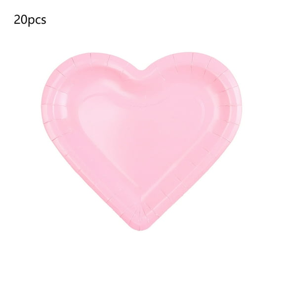 Leodye 20PCS Heart-shaped Colorful Paper Plates - Suitable for Valentine's Day/Parties Decorations -7.09in