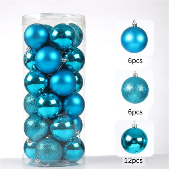 Leodye 24 pcs Christmas Tree Balls Ornaments, Shatterproof Plastic Decorative Baubles, Hanging Ornament Decorations for Xmas Tree Decor Holiday Party -1.23in