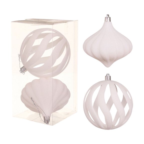 Leodye 2PCS Christmas Balls Set Gift Box Boutique Flocking Balls Christmas Tree Hanging Decorations-3.94in