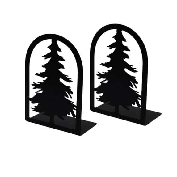 Leodye 2PCS Decorative Black Metal Tree Bookends , Heavy Duty Book Stopper Organizer, Non-Slip Book Holder for Home office Library Desk & Bookshelf Storage -7.87 x 5.51 x 3.14 in