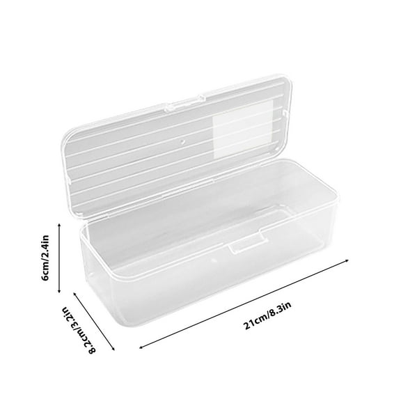 Leodye 2PCS Large Capacity Transparent Stationery Box - Plastic Pencil/Colored Pencil Storage, Student Desktop Organizer -8.3*3.2*1.2IN