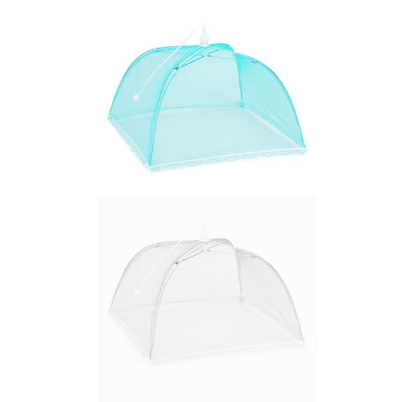 Leodye 2PCS Large Pop-Up Mesh Screen Food Cover Tent Dome Net Umbrella Reusable Picnic Food Protector from Flies Insects Outdoor -17*8IN