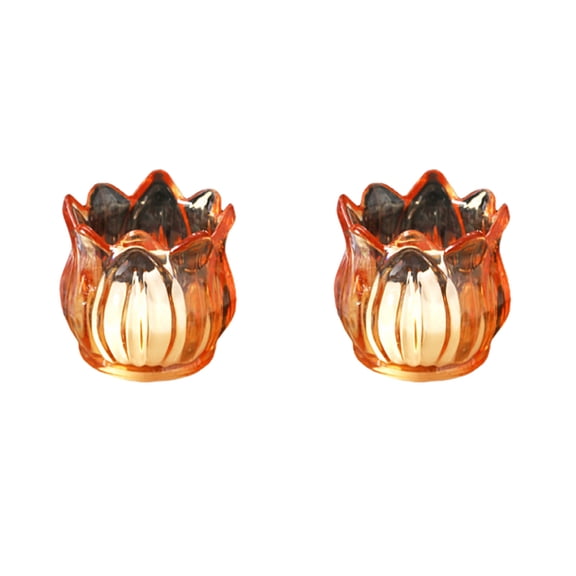 Leodye 2PCS Lily-shaped Glass Tea Light Candle Holder - Romantic Wishing Jar, Wedding/Party Table Centerpiece -2.56x2.56x2.56in