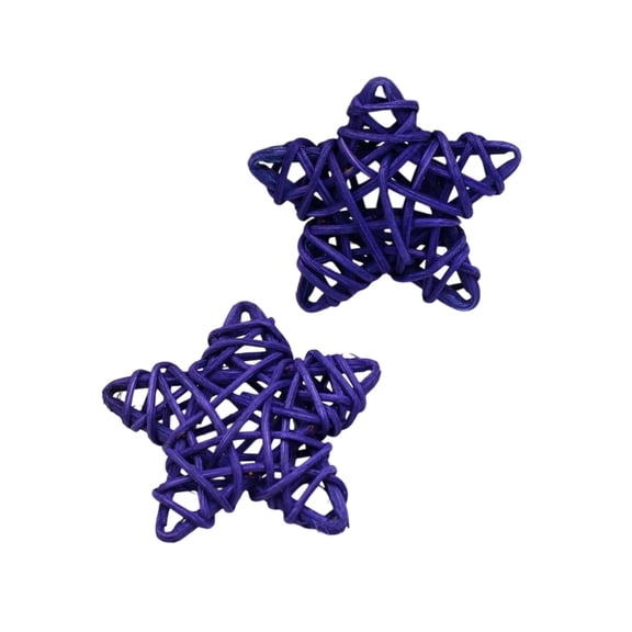 Leodye 2PCS Rattan Woven Five-pointed Star - Decorative Pendant & Pet Toy -2.36x2.36in