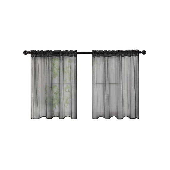 Leodye 2PCS Solid Color Short Curtain, Light Shading Breathable, Simple Privacy Curtain for Kitchen Bathroom Home Window -30*36IN