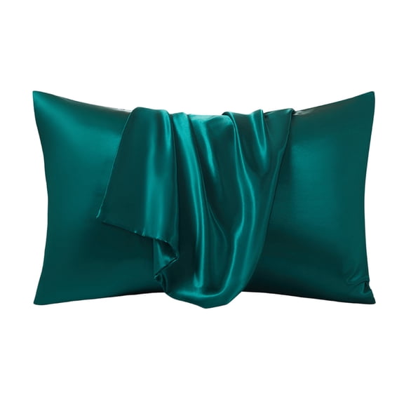 Leodye 2PCS Solid Color Simulated Silk Pillowcase, Reversible Sateen Pillow Cover, Soft Breathable Case for Restful Sleep -20.08x7.48in