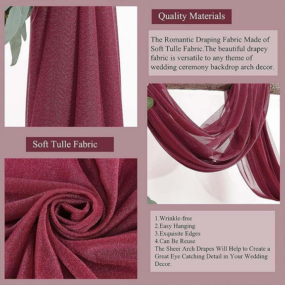 Leodye 2PCS Transparent Voile Curtains - Decorative for Shops/Wedding Scarf & Cross Curtains -27.56 x 216.5 inches