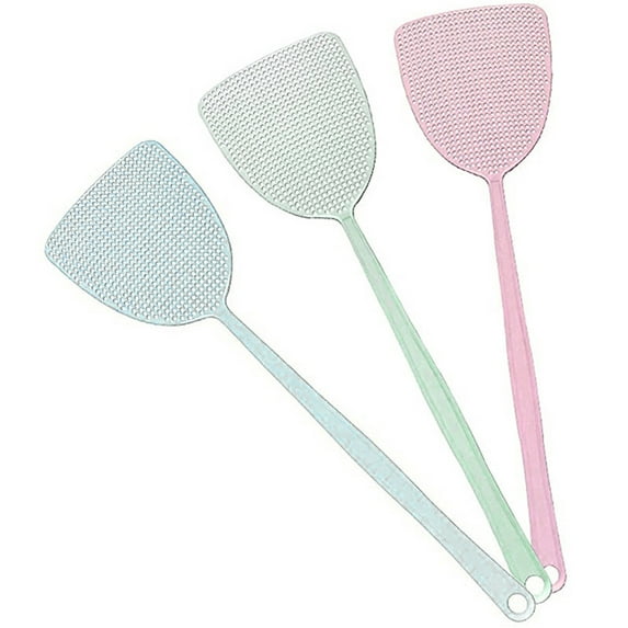 Leodye 3 Pack Fly Swatter, Strong Flexible Manual Swat Set, Assorted Colors, Long Range Handles, Indoor and Outdoor Racket for Bug, Mosquito, Bee, Spiders-17 × 4.3 inch