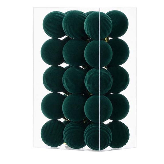 Leodye 30 PCS Mini Flocked Velvet Christmas Balls Shatterproof Ornaments with Hanging Loops for Xmas Tree Holiday Party Decor -1.18IN