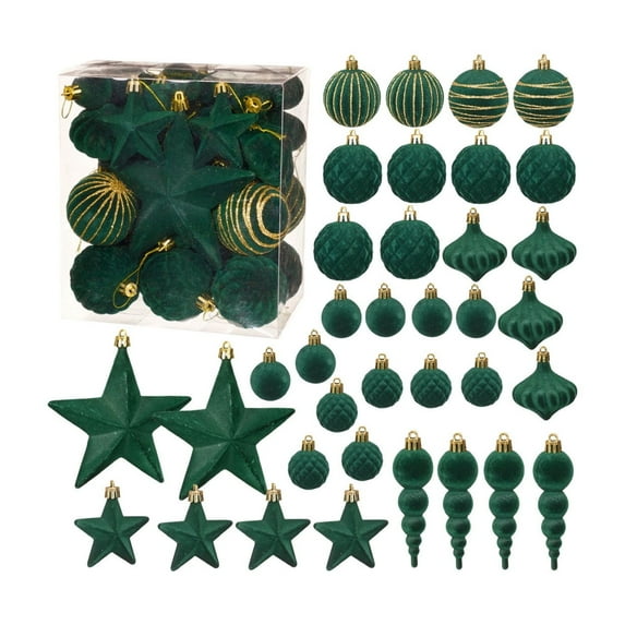 Leodye 36 Piece Christmas Decorations Flocked Christmas Balls Christmas Decoration SetMultiple Styles of Christmas Tree Decorations Can Also Be Used for Other Party-2.39in