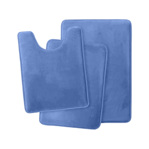 Leodye 3PCS Coral Velvet Bathroom Floor Mat - Strong Absorbent Non-Slip Mat, Part of Household Toilet Three-Piece Set
