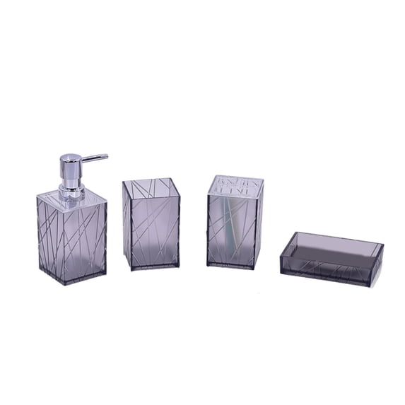 Leodye 4 Piece Bathroom Accessory Set Soap Dispenser/Toothbrush Holder/Tumbler/Soap Dish Home Bathroom Complete Shower Organizer Set