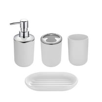 Leodye 4 Piece Bathroom Accessory Set Soap Dispenser Toothbrush Holder Tumbler Soap Dish Home Bathroom Organizer Kit