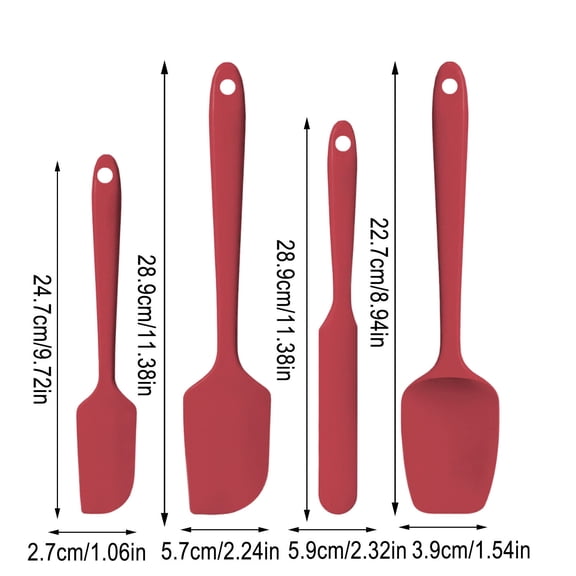 Leodye 4 Piece Silicone Spatula Set One Silicone Kitchenware Large Small and Medium Cake Buttercream Spatula Set