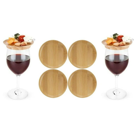 Leodye 4-Piece Wine Glass Charcuterie Topper Set, 2025 New Wine Glass Charcuterie Board Topper Coasters