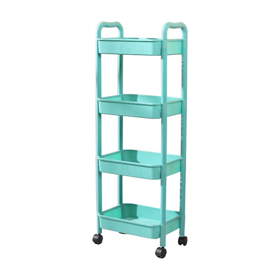 Leodye 4 Tier Rolling Utility Cart with Handle, Utility Cart Made of Multifunctional Storage Organizer Tool for Kitchen,Bathroom,Living Room,office-15x10x41.3inch