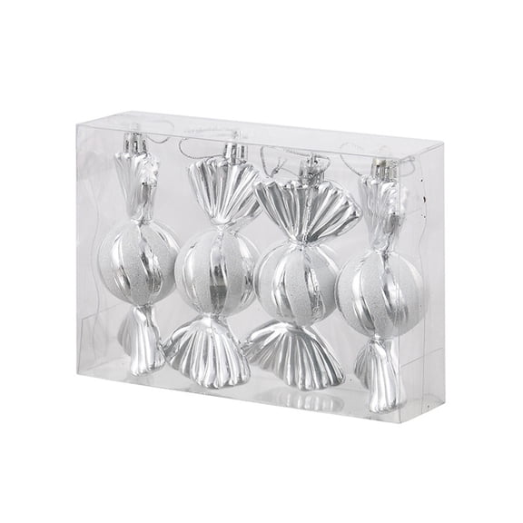 Leodye 4PCS Christmas Candy Hanging Ball - Creative Color Painting, Gift Box Packaging, for Christmas Tree Decoration