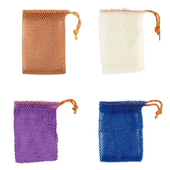 Leodye 4PCS Thickened Nylon Soap Foaming Net Bag, Hangable Design, Multifunctional Bubble Making Pouch for Soap Body Wash Daily Use -3.945.51in