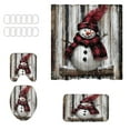 thumbnail image 1 of Leodye 4Pcs Christmas Shower Curtain Bathroom Set - Santa Claus Girl Non Slip Rugs Toilet Lid Cover Bath Mat with Hooks Xmas Decorations-14.97x11.02x1.57in, 1 of 6