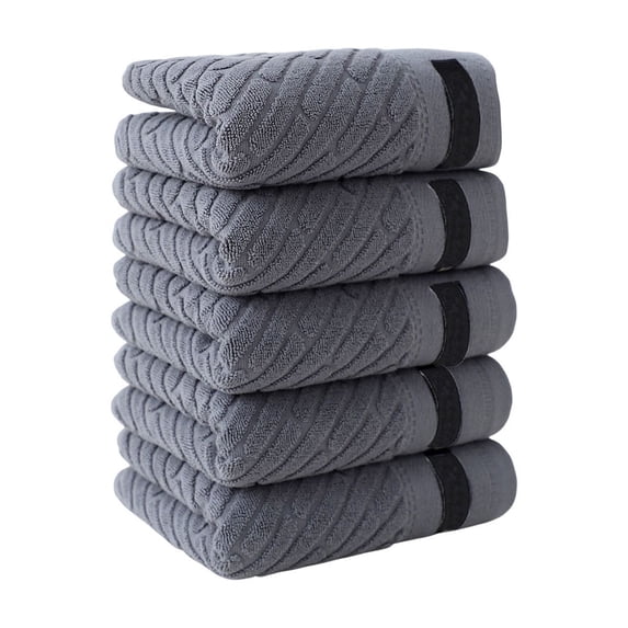 Leodye 5-Piece Solid Color Towel Set for Home Bathroom Full Cottons Thickened Soft Absorbent-28.74x13.39 in
