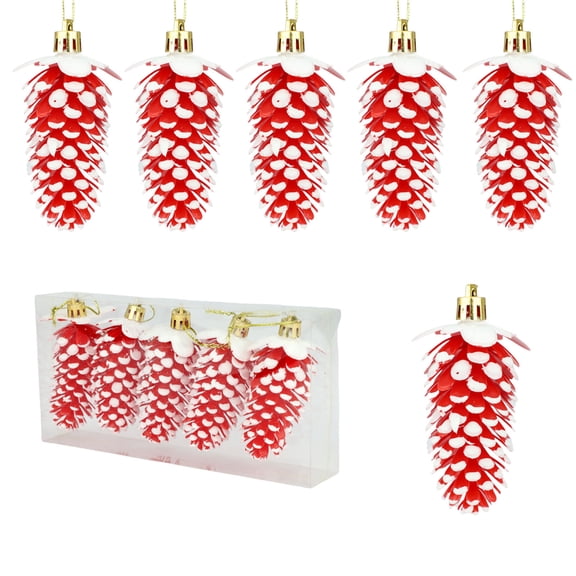 Leodye 5PCS 3.54IN Plastic Pinecone Ornaments - Christmas Tree Hanging Home Decor