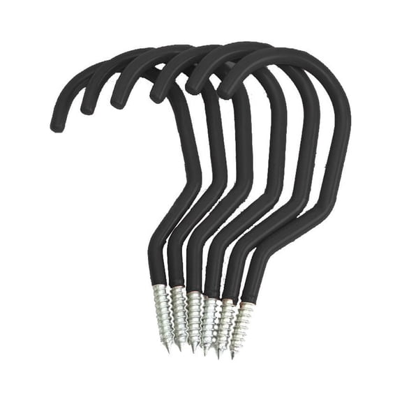 Leodye 6PCS Heavy-duty Screw Hooks - Metal Hook Racks, Strong for Garage Walls & Ceilings Storage -6.02X2.63X0.27inch