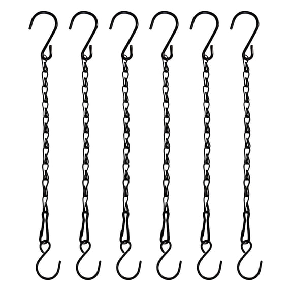 Leodye 6PCS Plant Hanging Chains with S Hooks, Sturdy Black Metal Hangers for Indoor Flower Pot Suspension Placement -11.4IN