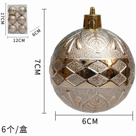 Leodye 6PCS Vintage Christmas Ornaments Balls Rustic Decorative Hanging Ornaments Plastic Farmhouse Distressed Xmas Balls for Antique Traditional Style Christmas Tree Decorations