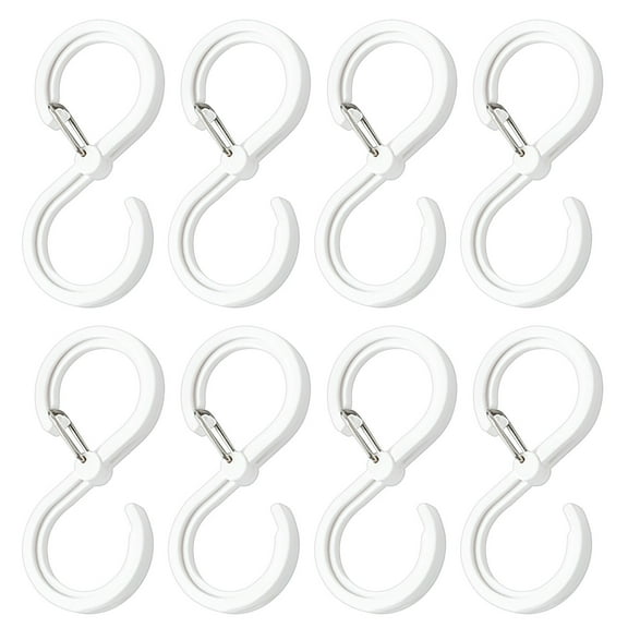 Leodye 8 Pack S-shaped Hooks with Buckle - Multifunctional for Coats/Bags/Cups (Kitchen/Bathroom) -2.56x1.18inch