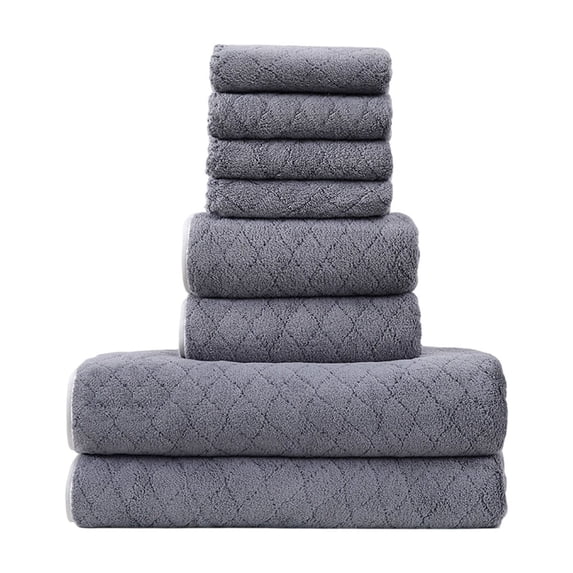 Leodye 8 Piece Velvet Towel Set Plain Soft Absorbent Household Bath Face Drying Towel -Includes: 4x Square towel, 2x Bath towel, 2x Towel