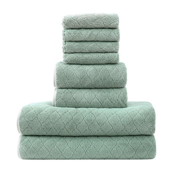 Leodye 8 Piece Velvet Towel Set Plain Soft Absorbent Household Bath Face Drying Towel -Includes: 4x Square towel, 2x Bath towel, 2x Towel