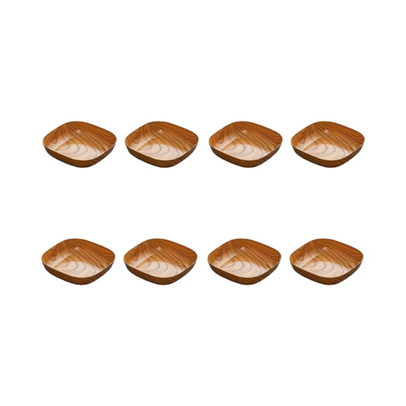 Leodye 8PCS Brown Wood Grain Cardboard Serving Platter Sturdy Stylish Home Dining Family Dinner Tableware Decor Set -5.71x5.71x1.18in