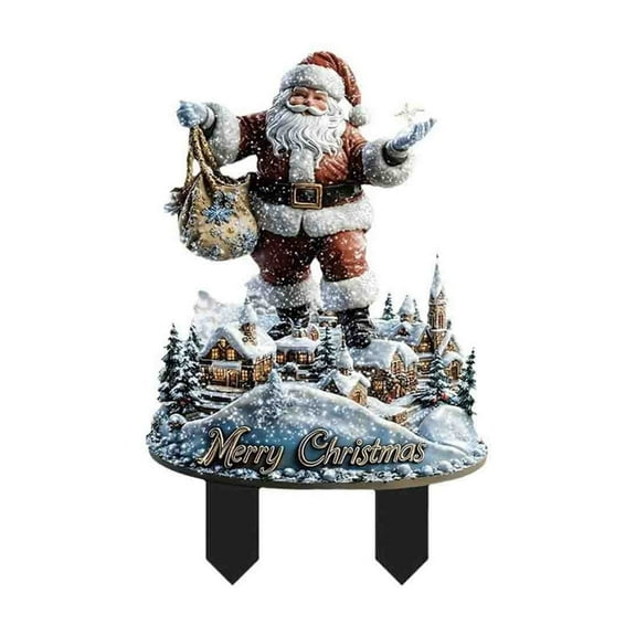 Leodye Acrylic Snowman & Santa Claus Garden Stake Weather-Resistant Wear-Resistant Easy Installation Versatile for Indoor Outdoor Potted Plants Yard Patio Christmas Decor