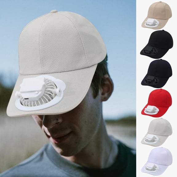 Leodye Adults Mesh Baseball Cap Fishing Beach Hats with Solar Fan, Summer UV Protection Sun Hat, Solar Powered/USB Charging Sunhat