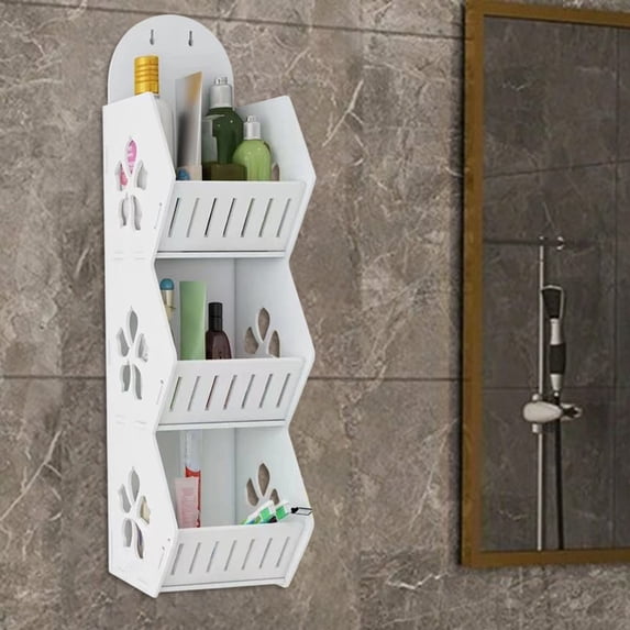 Leodye Bathroom Shelf 3-Tier Wall Mount Storage Rack Multifunctional Adjustable Layer Free Standing Over Toilet Utility Shelves Living Room Kitchen