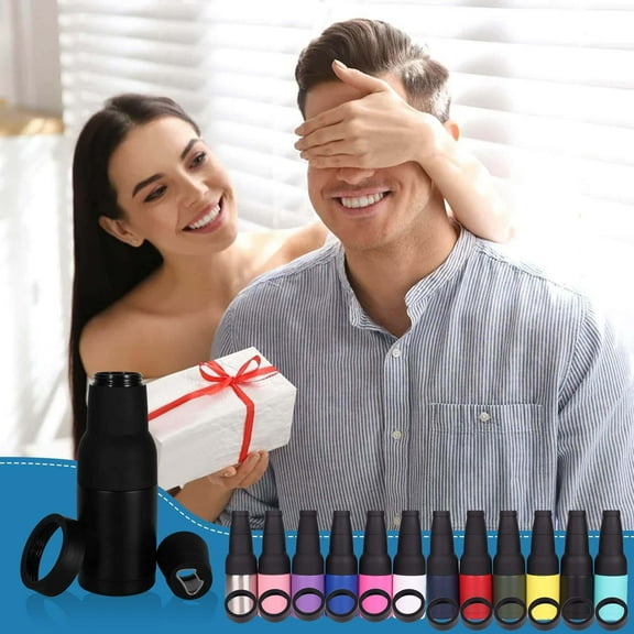 Leodye Beer Holder,Vacuum Insulated Double Walled Stainless Steel Beer Can and Bottle Cooler with Beer Opener, Ice Cold for Hours, Great Gift for Beer Lovers