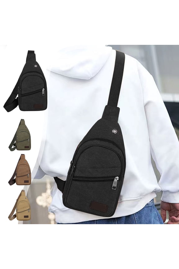 Canvas Sling Bag - Small Crossbody Backpack Shoulder Casual Daypack Rucksack for Men Women