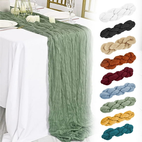 Leodye Cheesecloth Table Runner Boho Gauze Cheese Cloth Table Runner 35x157 Inch for Wedding Baby Shower Bridal Shower Party Sheer Boho Spring Summer Home Decorations