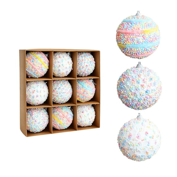 Leodye Christmas Candy Colored Foam Balls set of 1, Christmas Tree Ornaments Colorful Balls Christmas Decorations-9.4x9.4x3.1 in