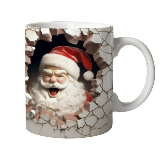 Leodye Christmas Ceramic Coffee Mug 3.9x3.3in 350ml Santa Claus Snowman Dishwasher Microwave Safe Versatile for Home office Kitchen Christmas Gift for Family