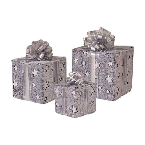 Leodye Christmas Decorations Indoor,Set of 3 Christmas Lighted Gift Boxes Xmas Present Ornament for Tree Indoor Outdoor Yard Holiday Door Decor-5.1in/8.07in/10in